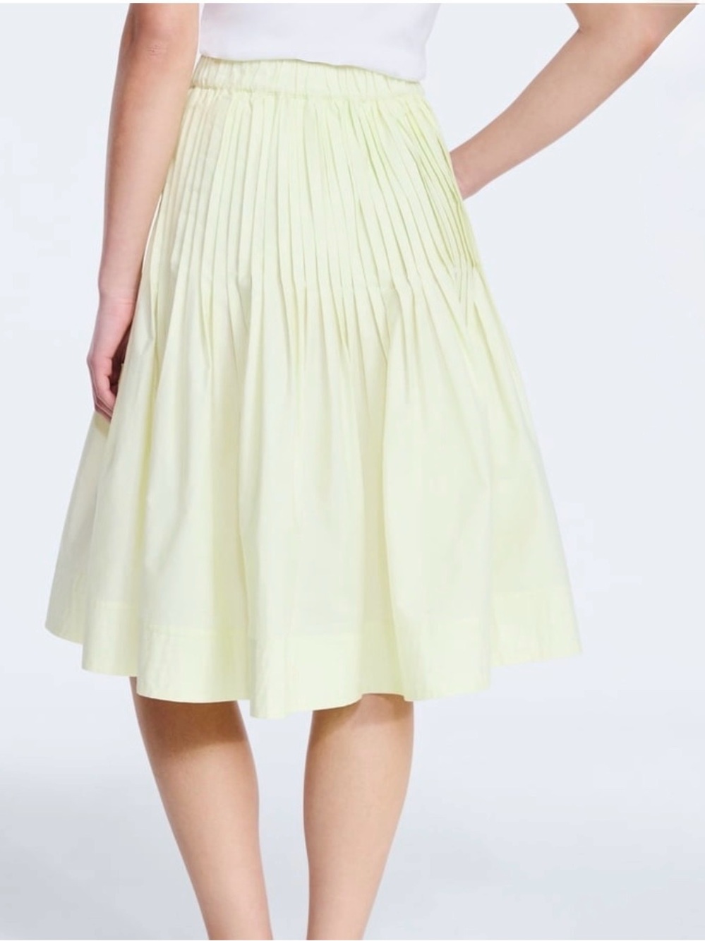 Free Assembly Yellow Pintuck Pleated Midi Skirt XL Cottagecore Coquette Preppy - Picture 10 of 11
